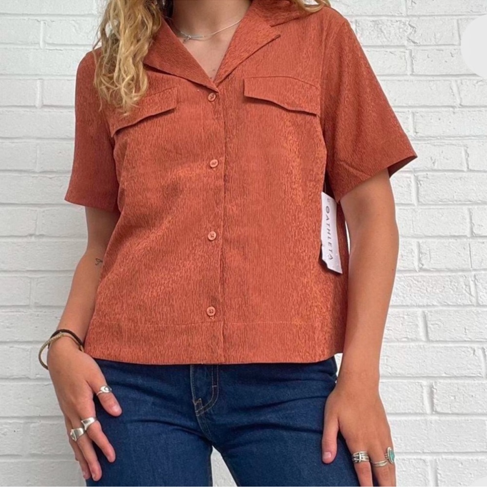 Athleta Women's Rust Button-Down Shirt